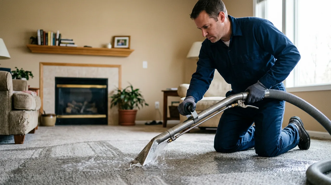 Water damage restoration technician working near Yuba City, CA